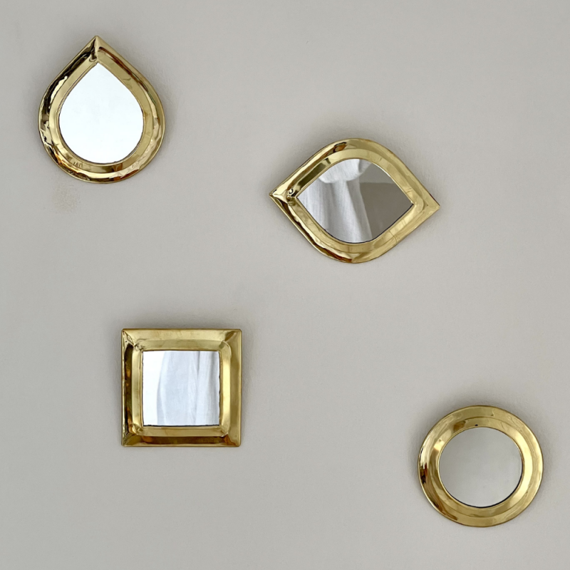 4 petits miroirs dorés