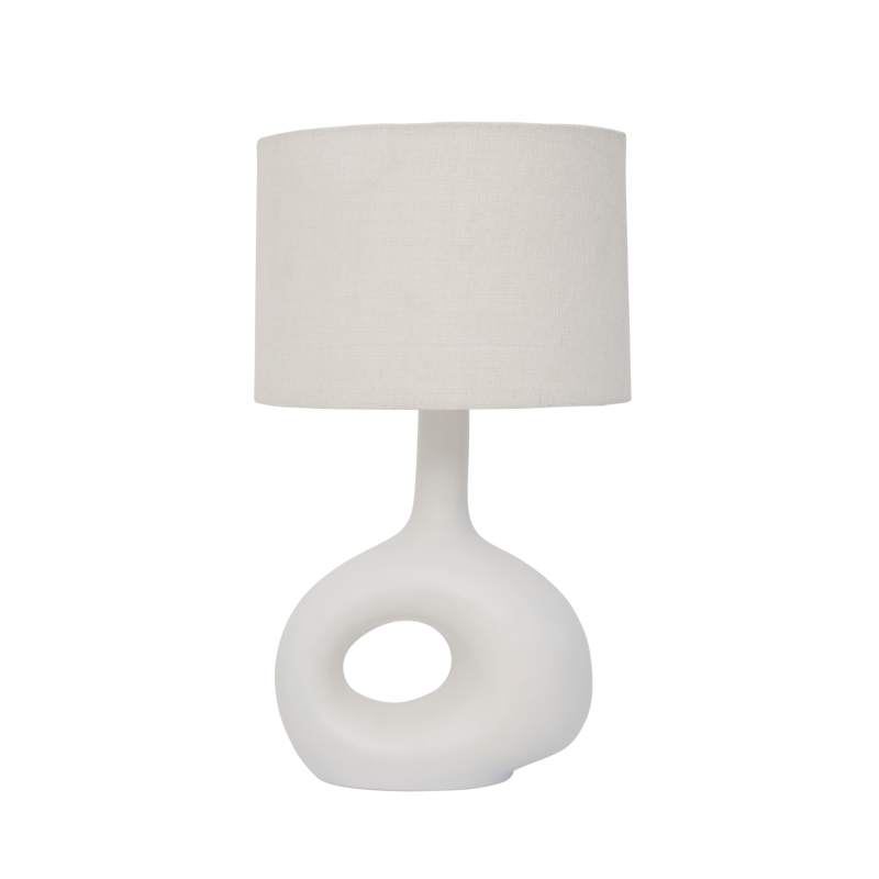Lampe blanche en lin et céramique