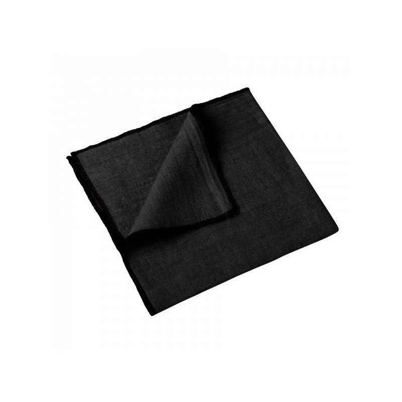 Nappe & serviettes en lin à bordures - Noir