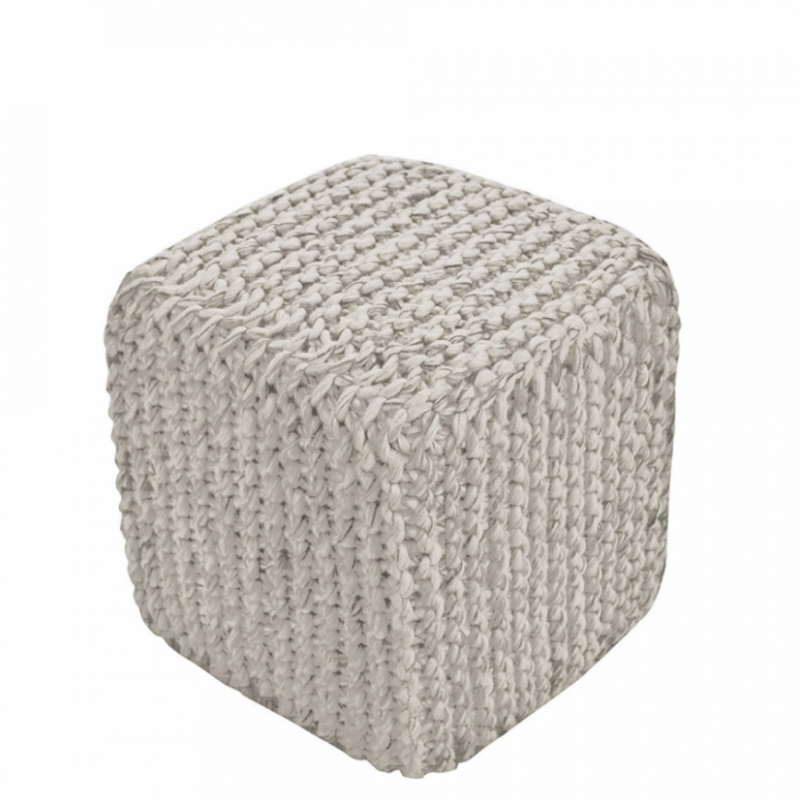 Pouf carré en laine - Beige